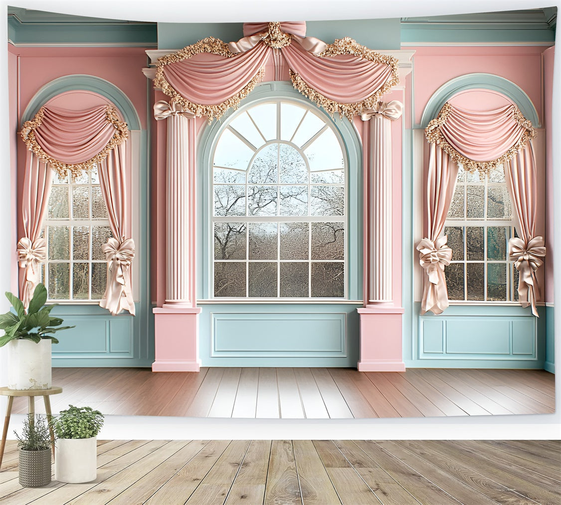 Vintage Wandhintergrund Romantische Pastell drapiert Fenster Hintergrund CSH2-272