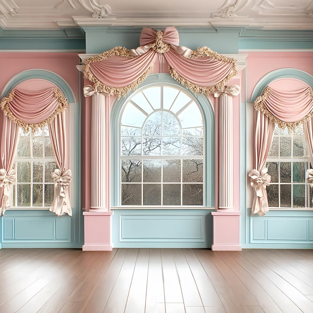 Vintage Wandhintergrund Romantische Pastell drapiert Fenster Hintergrund CSH2-272
