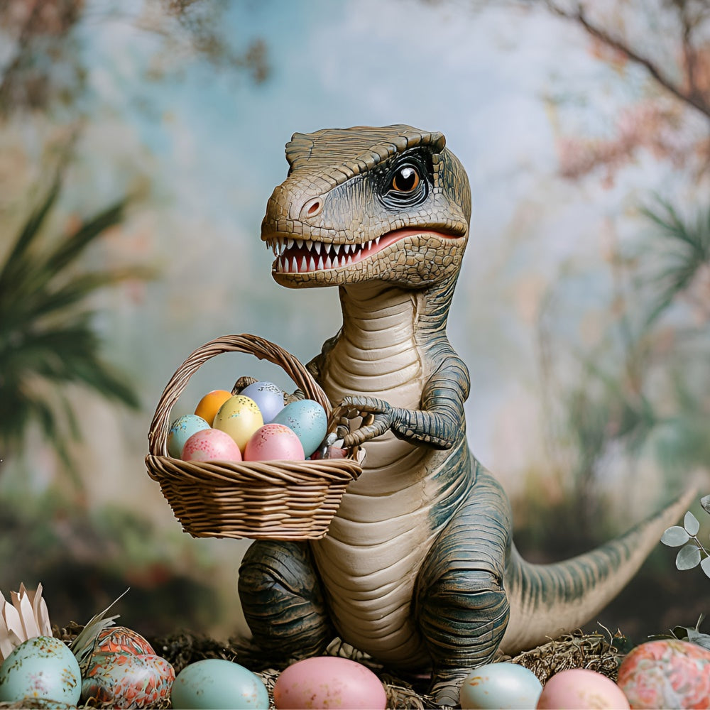 Ostern Fotohintergrund Dino Bunter Eierkorb Hintergrund CSH2-29