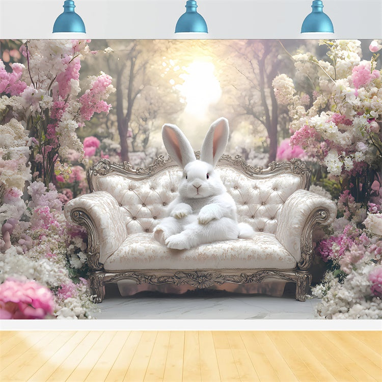Ostern Fotohintergrund Tranquil Spring Garden Kaninchen Hintergrund CSH2-33