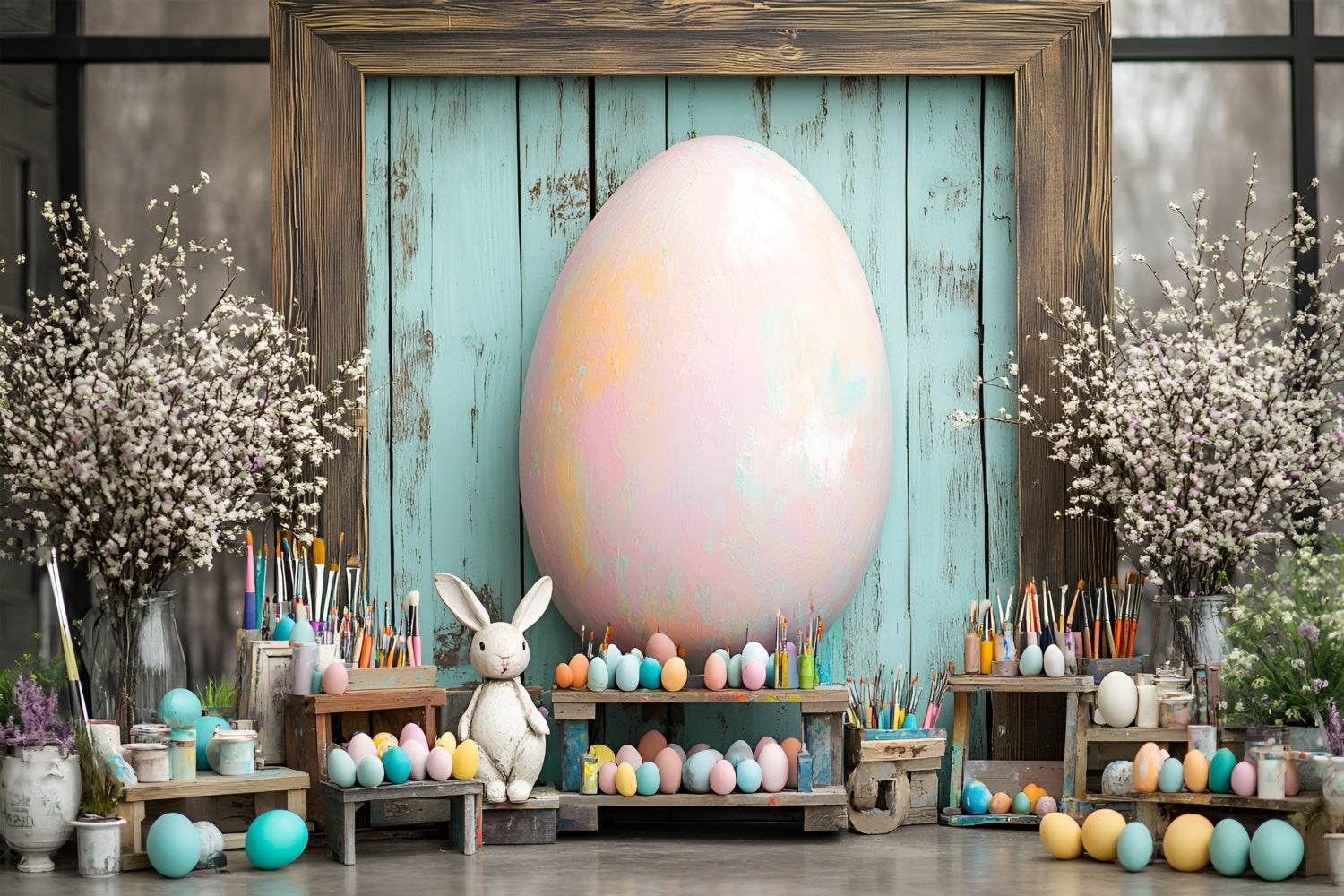 Fotografie Backdrop Ostern bemalte Eier Kunst Ecke Hintergrund CSH2-34