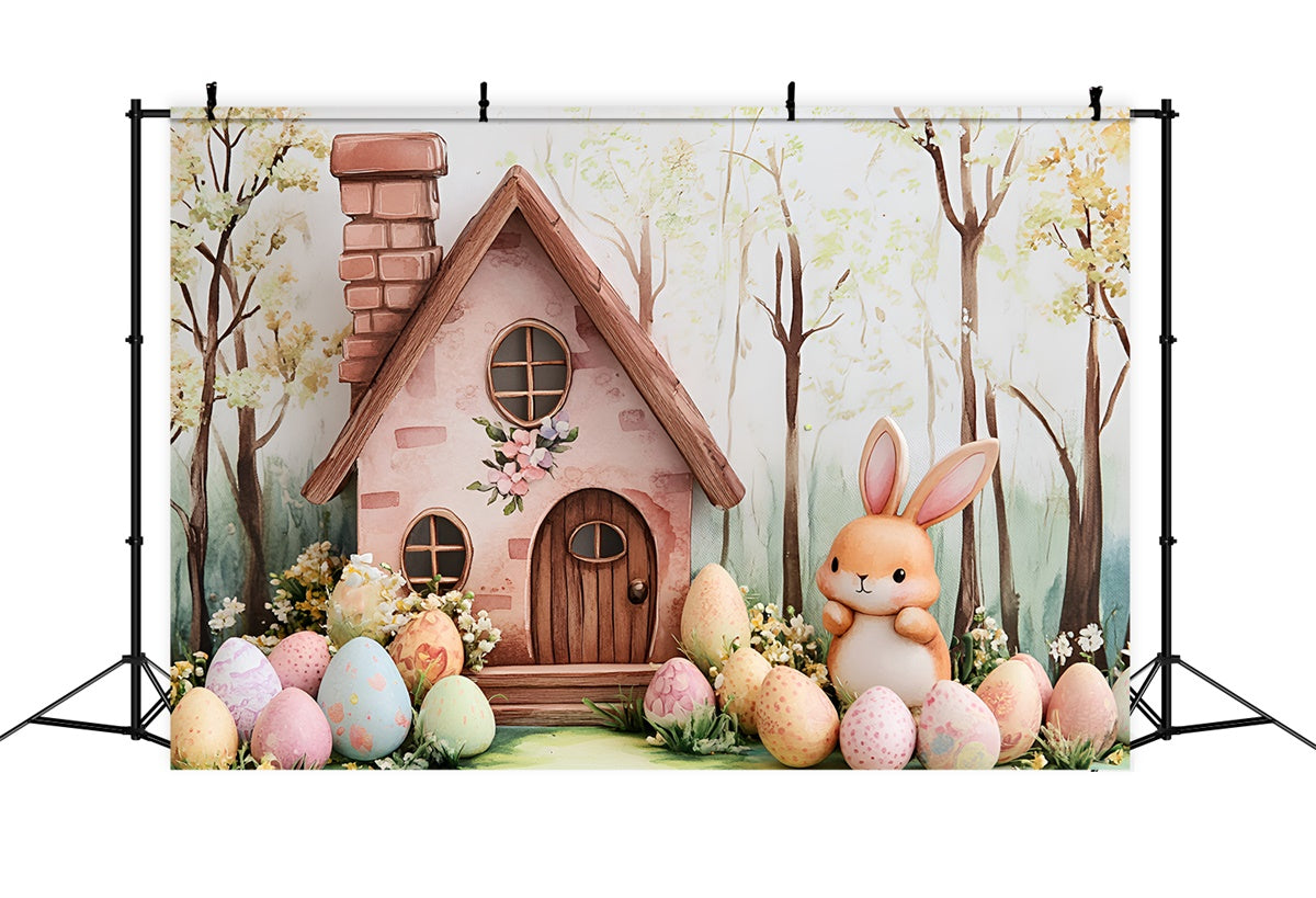 Ostern Fotohintergrund Bunny Cottage Floral Eggs Backdrop CSH2-4