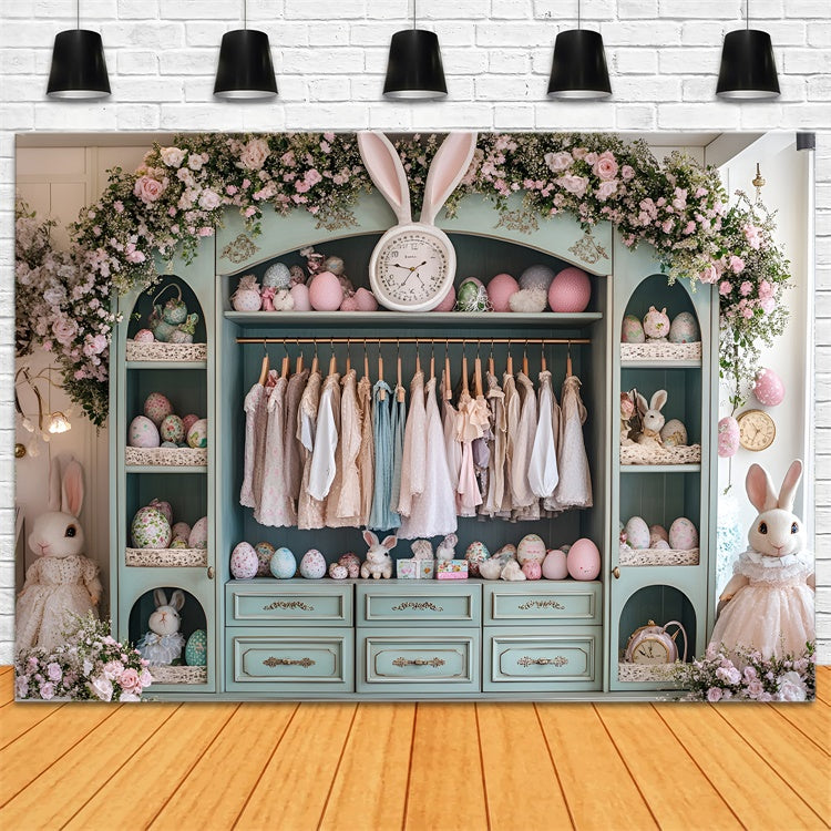 Fotografie Ostern Hintergrund Bunny Closet Floral Decor Hintergrund CSH2-45