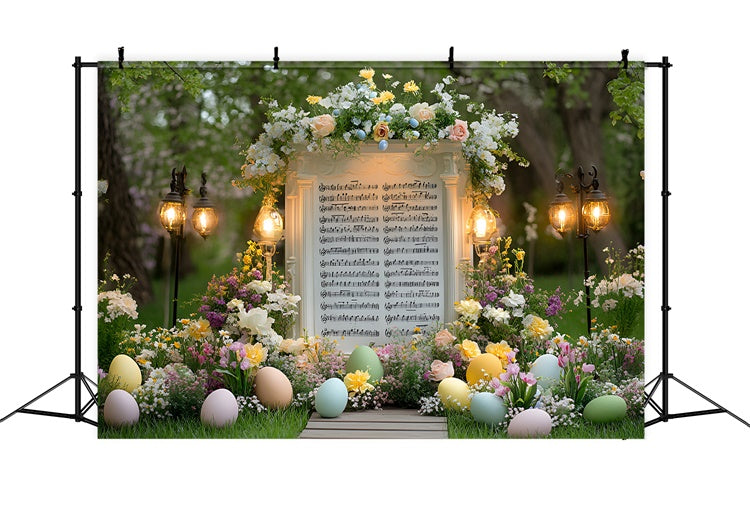 Ostern Fotohintergrund Garten Musik Partitur Blüten Backdrop CSH2-47