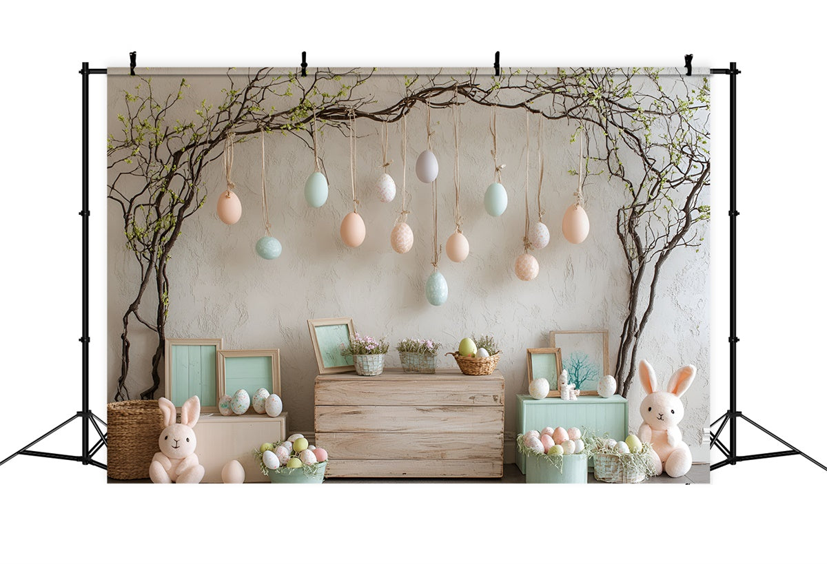 Ostern Fotografie Backdrops Hängendes Ei Plüschhasen Backdrop CSH2-50