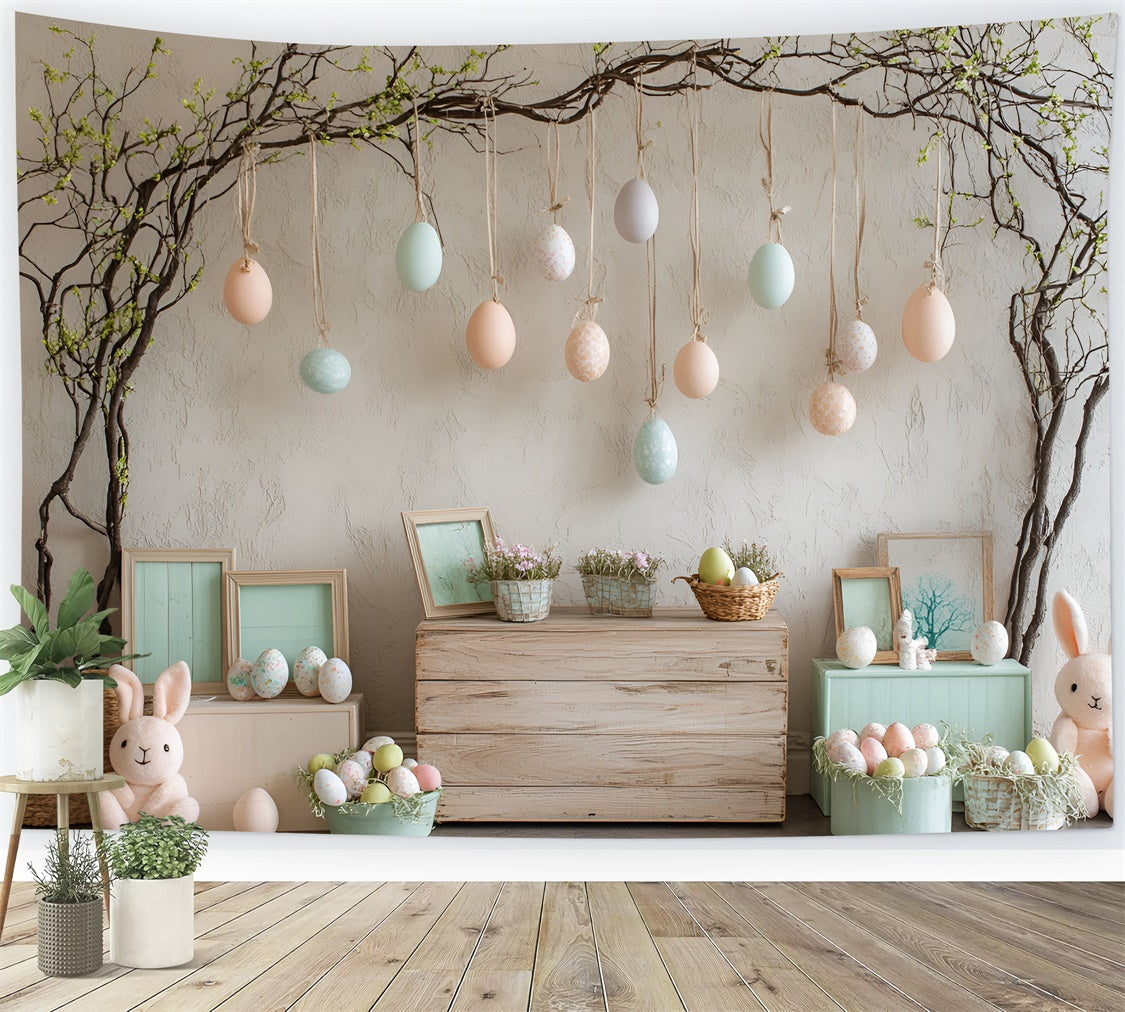 Ostern Fotografie Backdrops Hängendes Ei Plüschhasen Backdrop CSH2-50