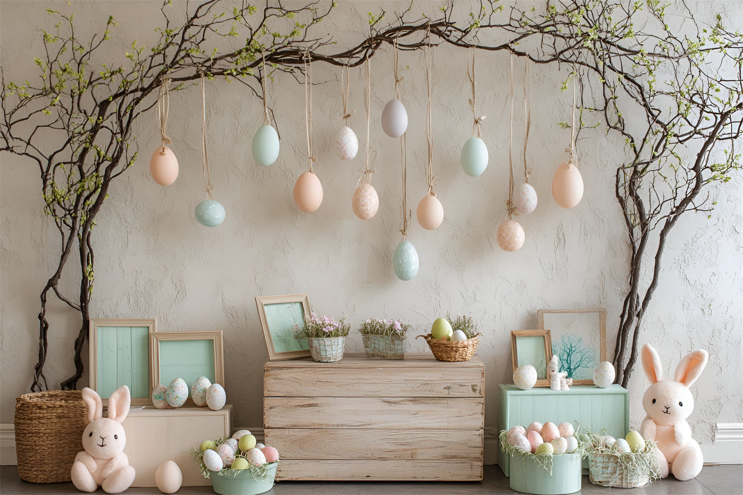 Ostern Fotografie Backdrops Hängendes Ei Plüschhasen Backdrop CSH2-50