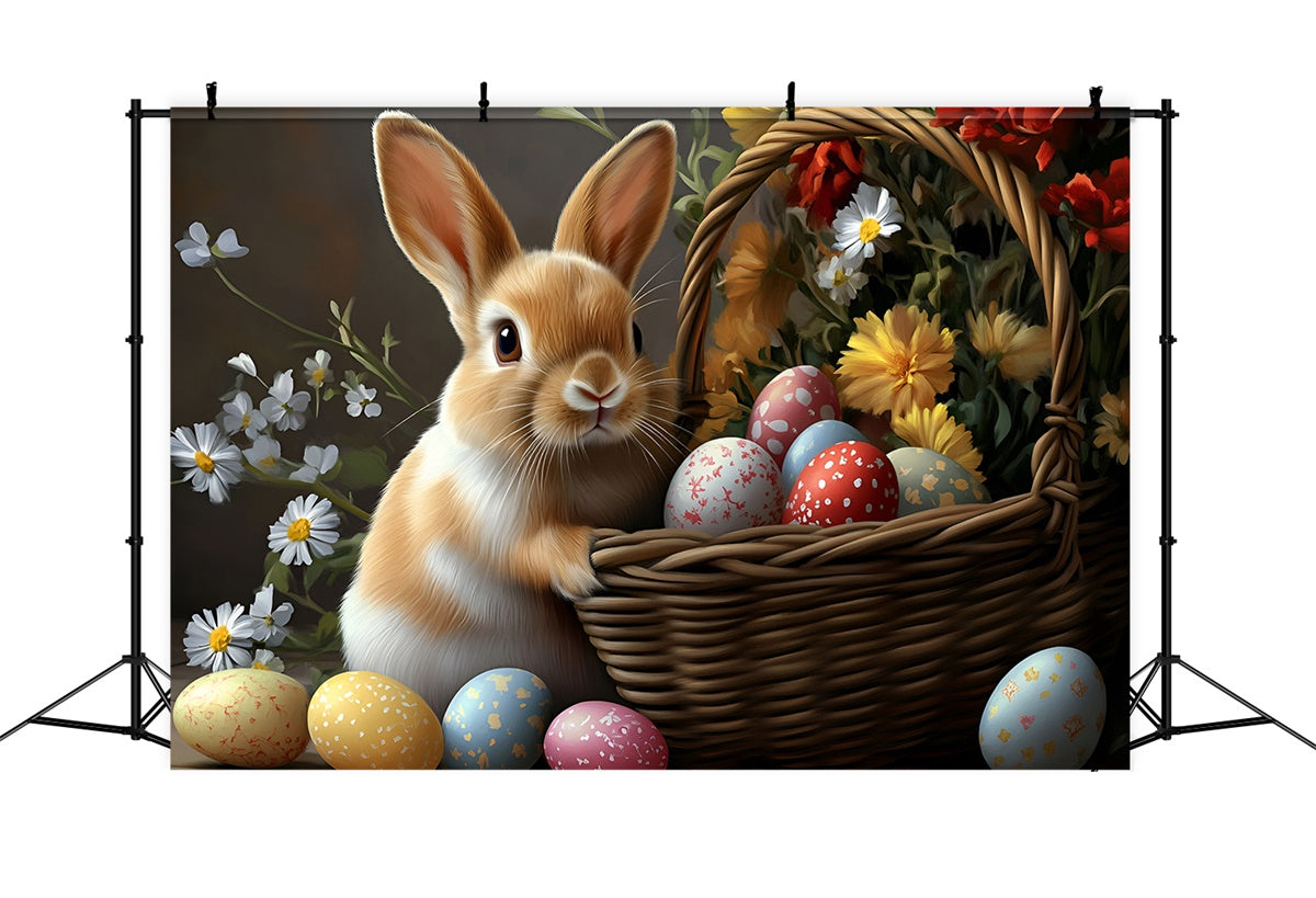 Ostern Fotohintergrund Rustic Bunny Blossom Basket Backdrop CSH2-61