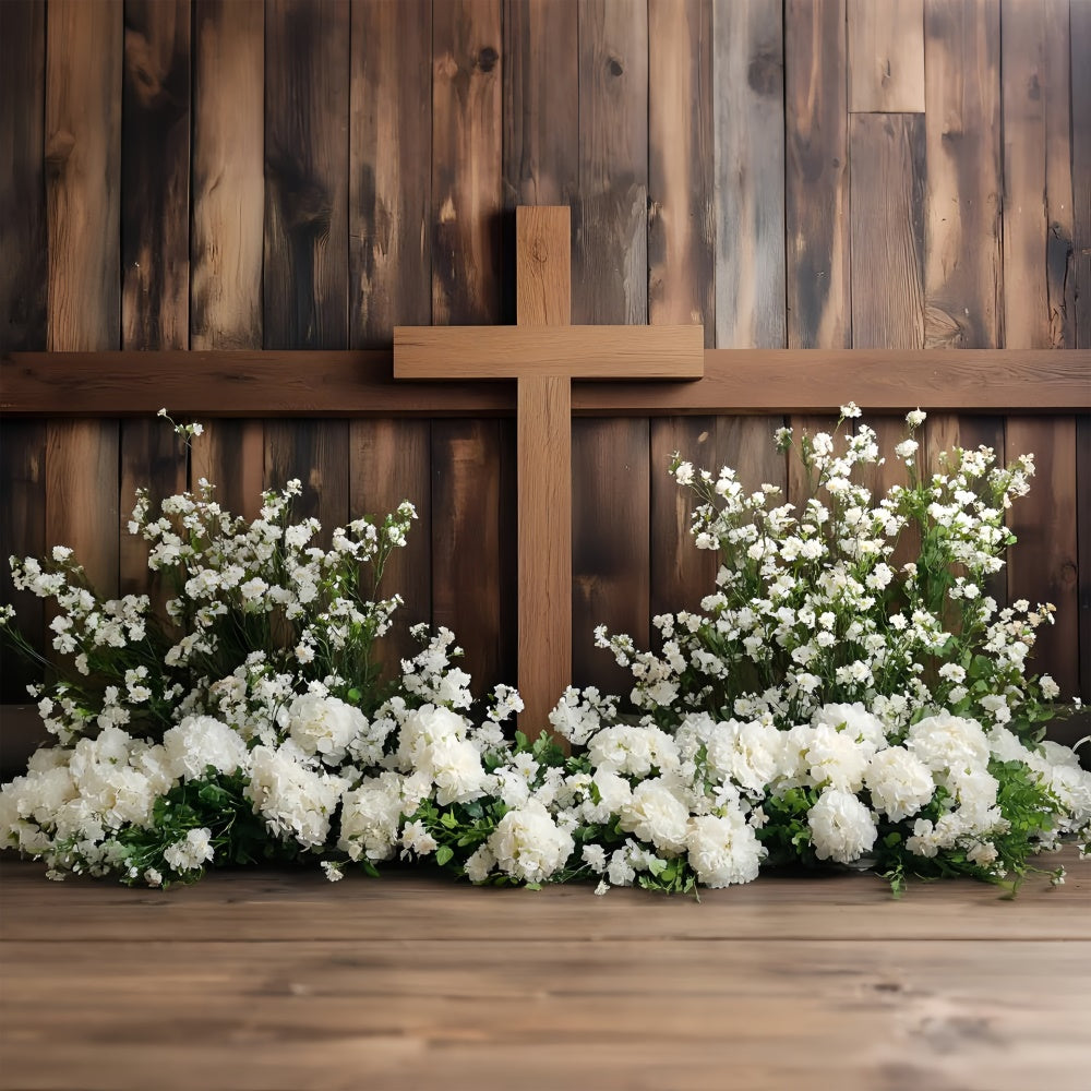 Ostern Fotohintergrund Heiliges Holzkreuz Blumenkulisse CSH2-66