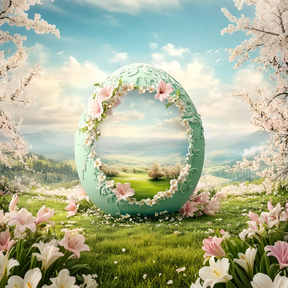 Ostern Backdrops Fotografie Pastell Blüte Wiese Ei Backdrop CSH2-74