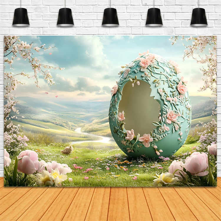 Ostern Backdrops Fotografie Fantasie geschnitzt Ei Blüte Backdrop CSH2-75