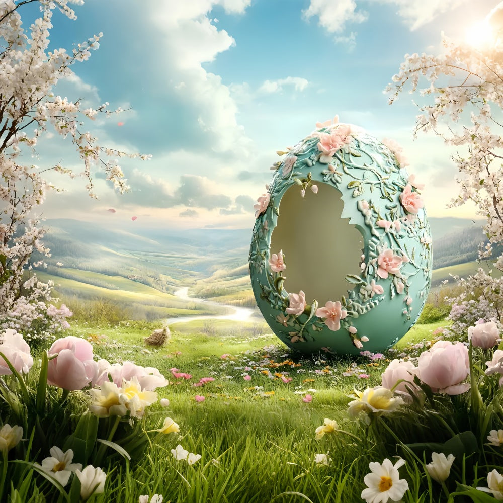 Ostern Backdrops Fotografie Fantasie geschnitzt Ei Blüte Backdrop CSH2-75
