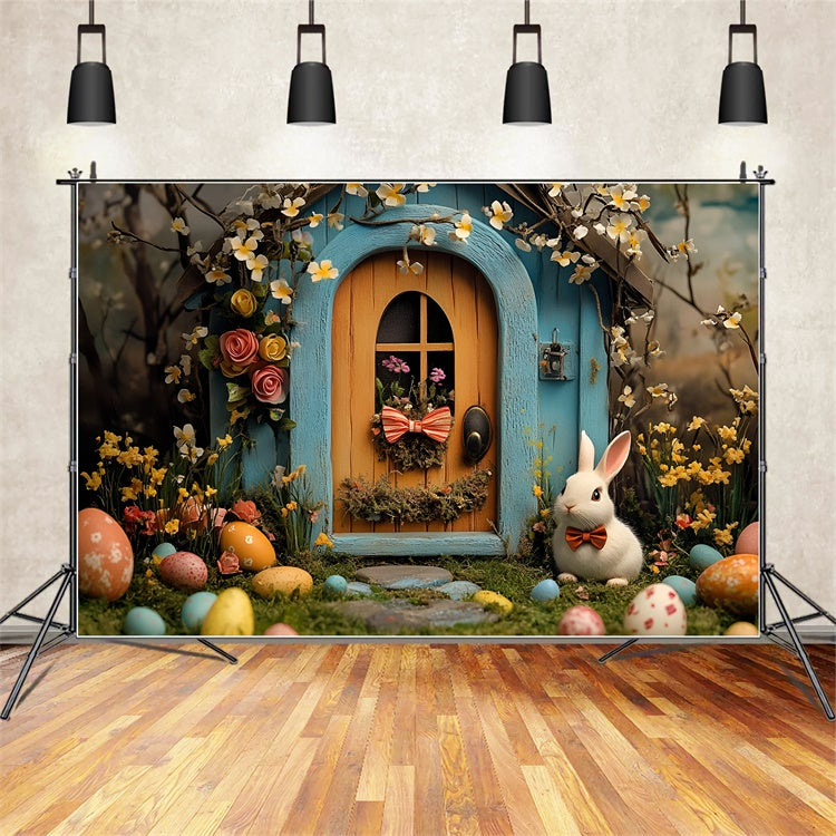 Ostern Fotografie Backdrops Floral Arch Bunny Cottage Backdrop CSH2-85