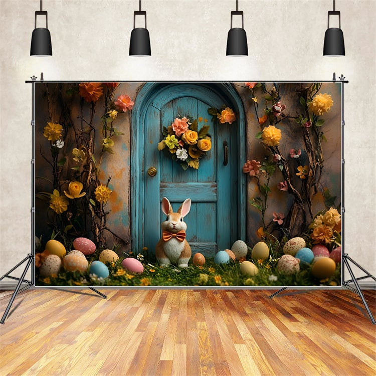 Ostern Backdrops Fotografie Rustikale Holztür Bunny Backdrop CSH2-86