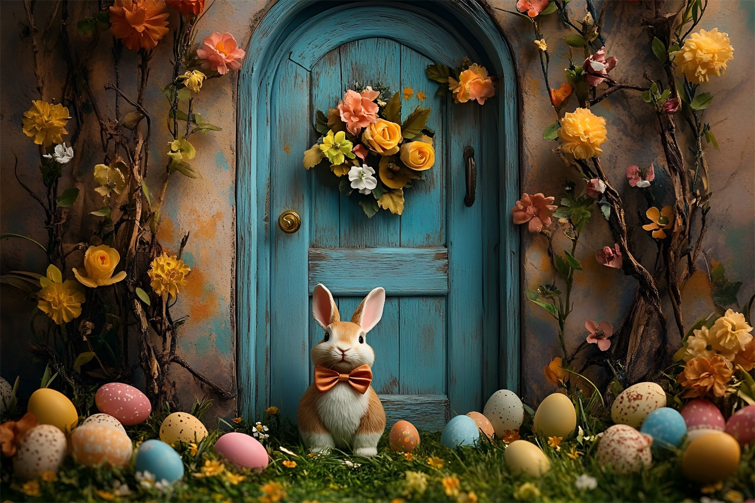 Ostern Backdrops Fotografie Rustikale Holztür Bunny Backdrop CSH2-86