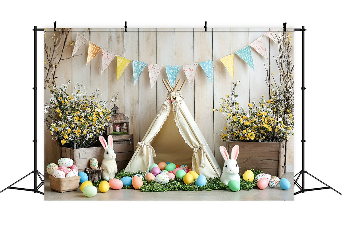 Ostern Fotohintergrund Gemütliche Teepee Floral Decor Hintergrund CSH2-93