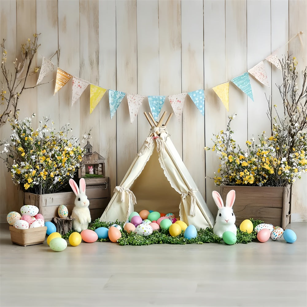 Ostern Fotohintergrund Gemütliche Teepee Floral Decor Hintergrund CSH2-93