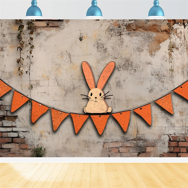Fotografie Ostern Backdrop Playful Bunny Ziegelmauer Hintergrund CSH2-98