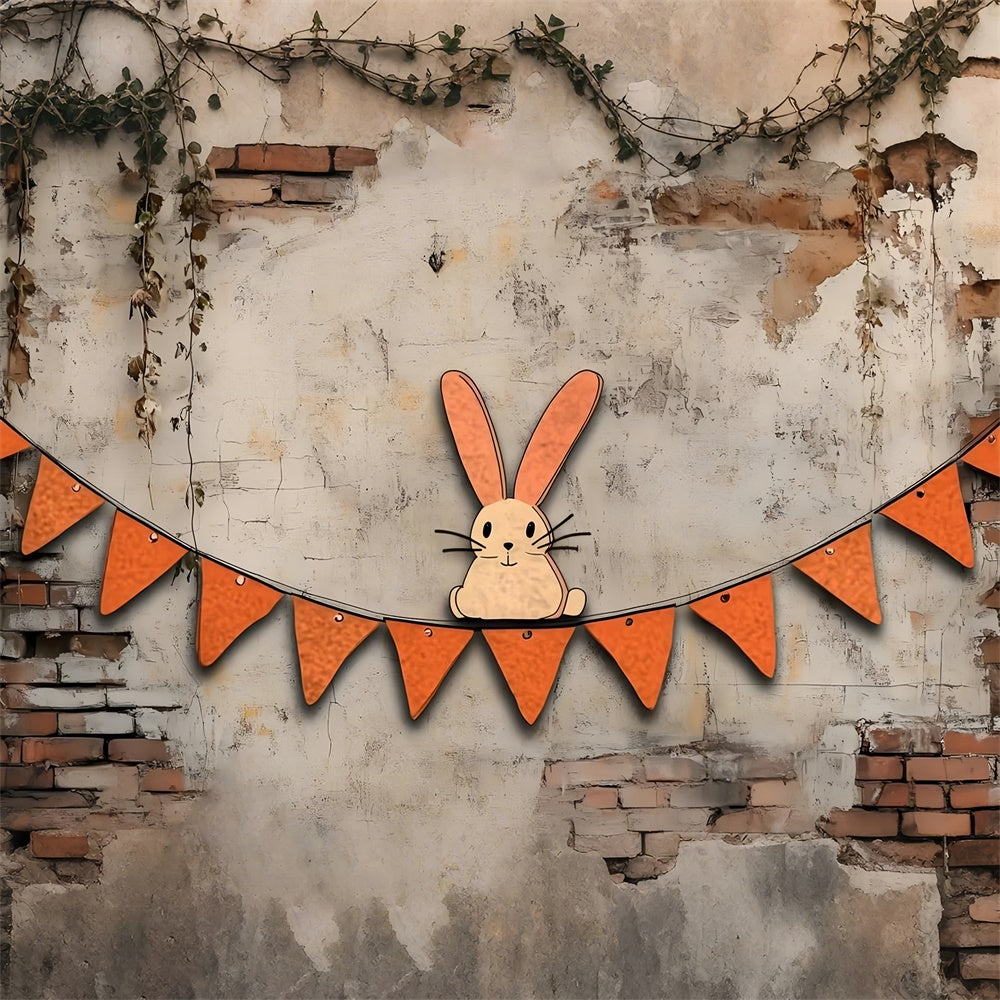 Fotografie Ostern Backdrop Playful Bunny Ziegelmauer Hintergrund CSH2-98