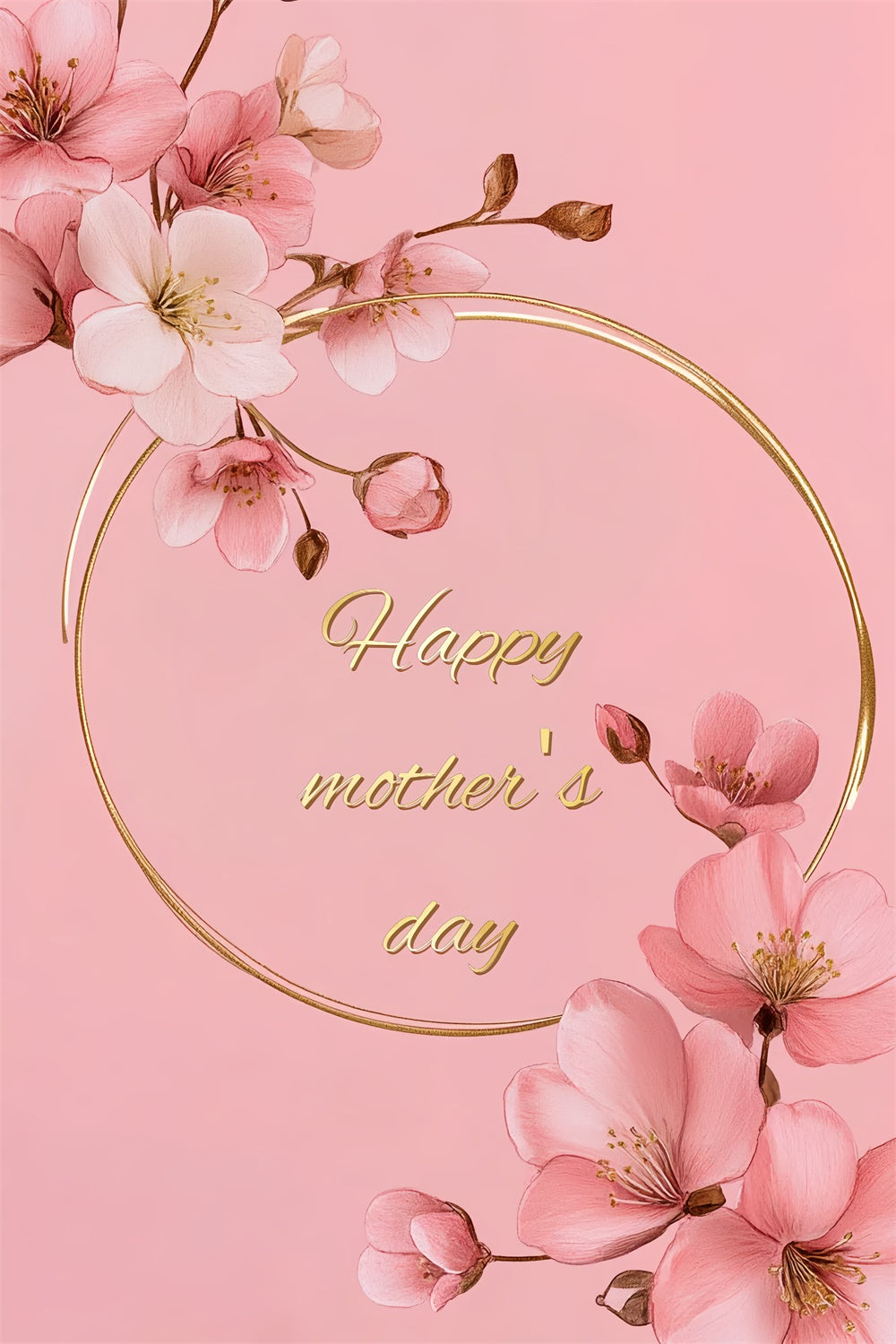 Muttertags-Hintergrundbild mit Goldenem Rahmen und Blumen CSH3-108