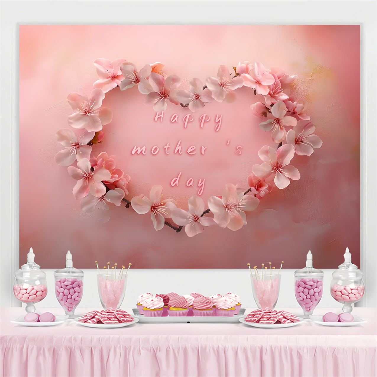 Muttertags-Hintergrundbild Personalisierbar Zartes Herz Sakura CSH3-138