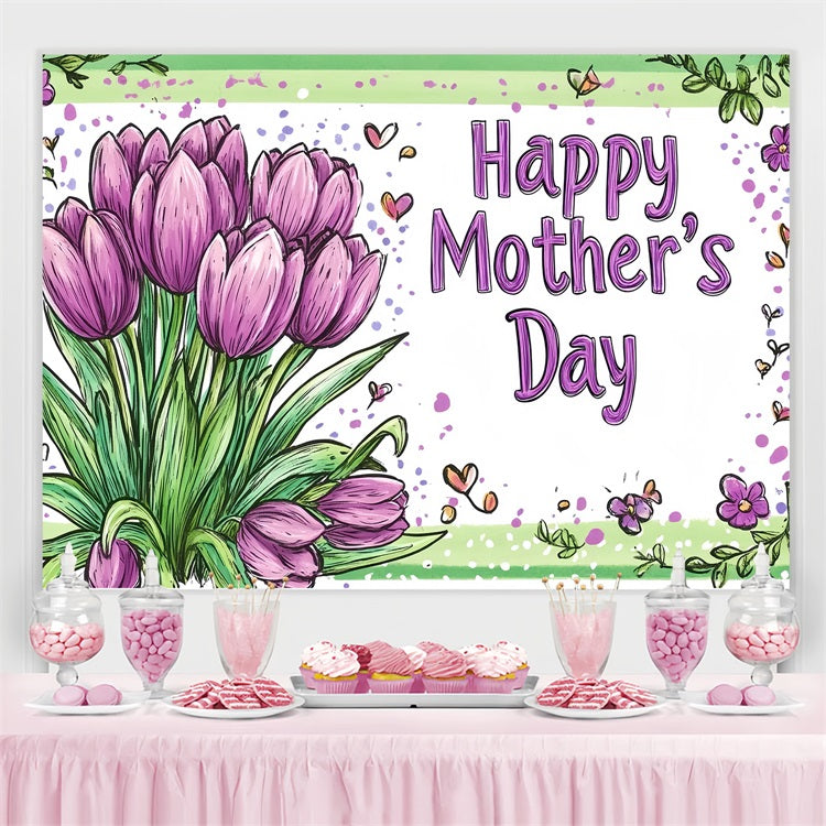 Hintergrundbild für Muttertag Handgemalte lila Tulpen Personalisierte Hintergrundbilder CSH3-150