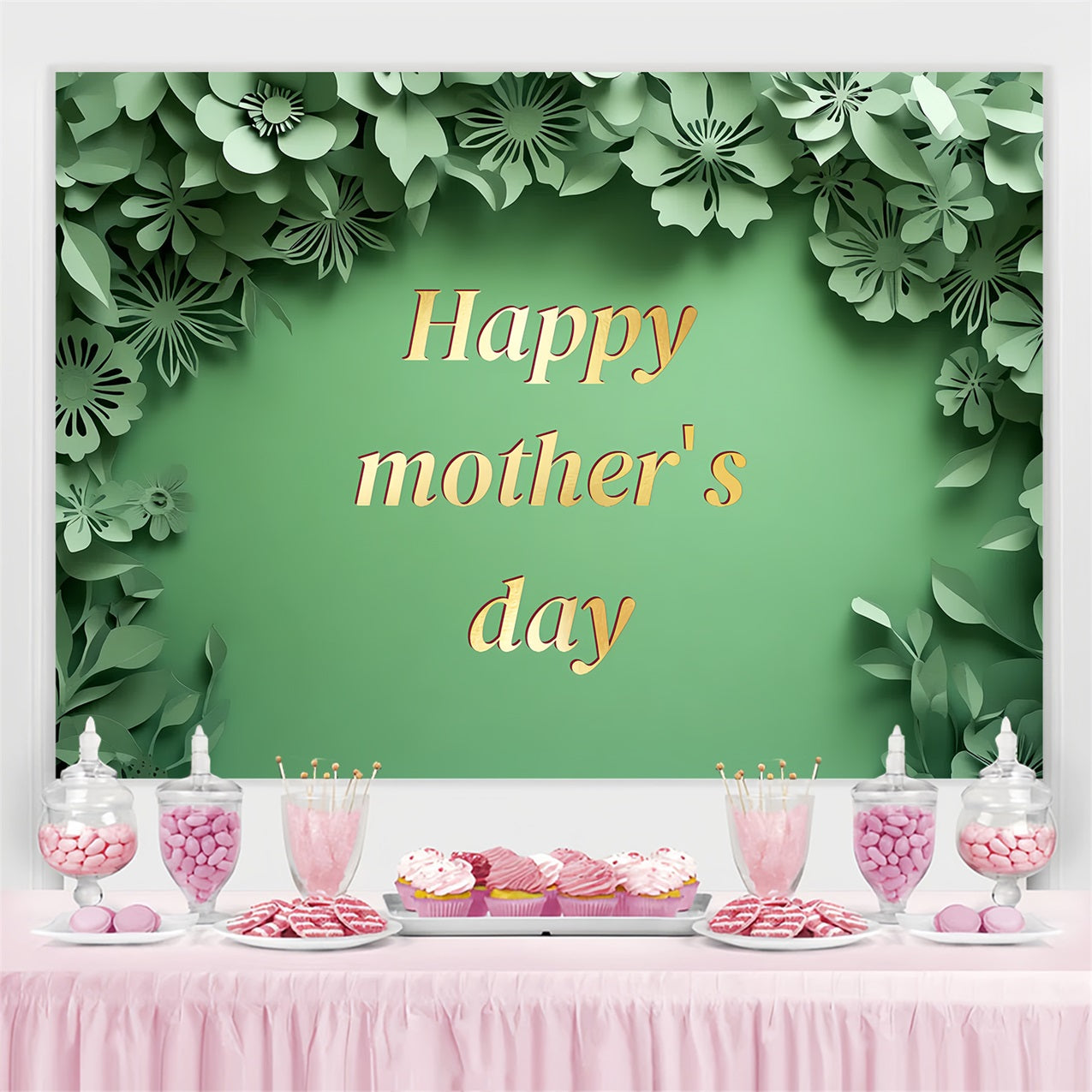Mothers Day Backdrop Grün Floral Personalisierte Backdrop CSH3-169