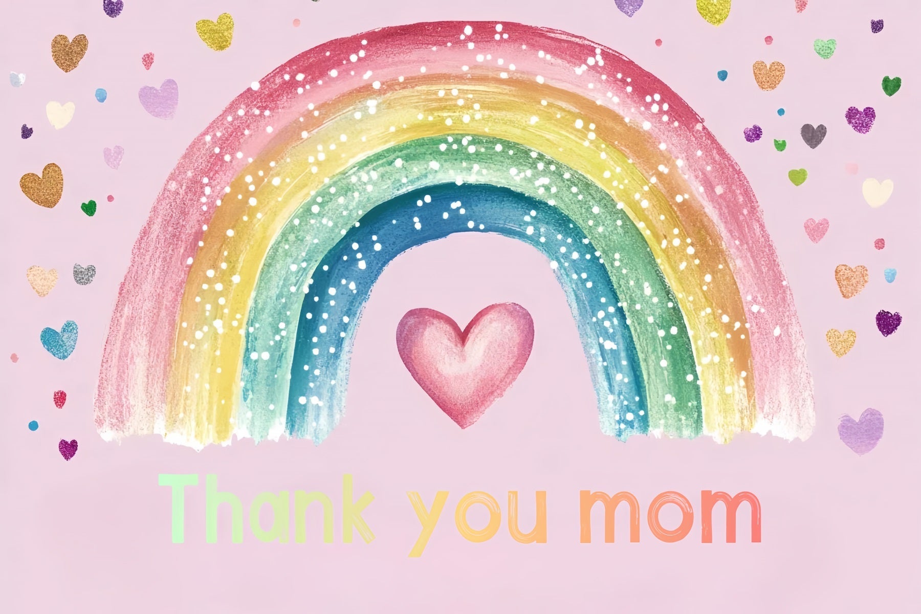Backdrops für Muttertag Bunte Herzen Regenbogen Personalisierter Backdrop CSH3-170