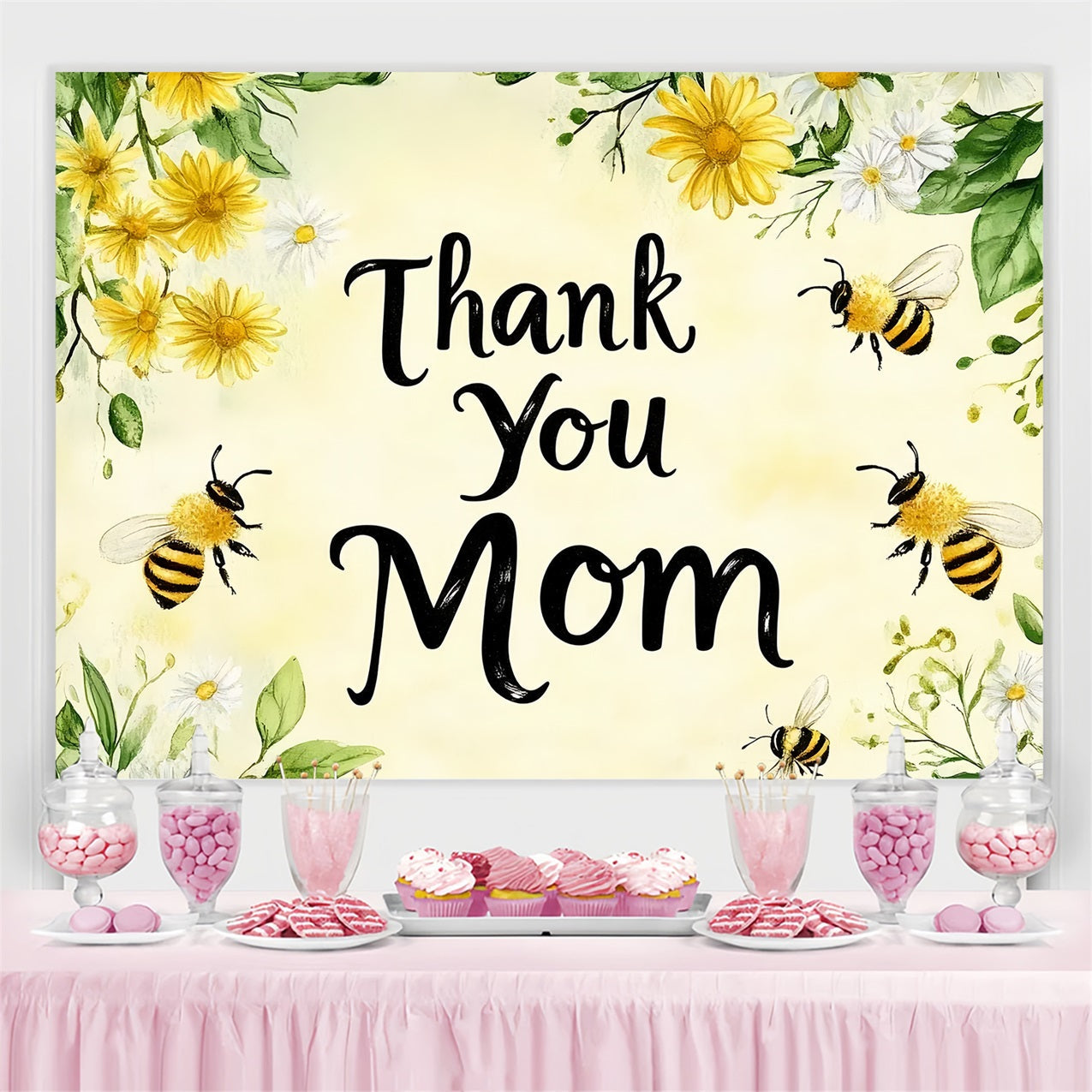 Muttertag Fotokulisse Gänseblümchen Biene Personalisierte Kulisse CSH3-172