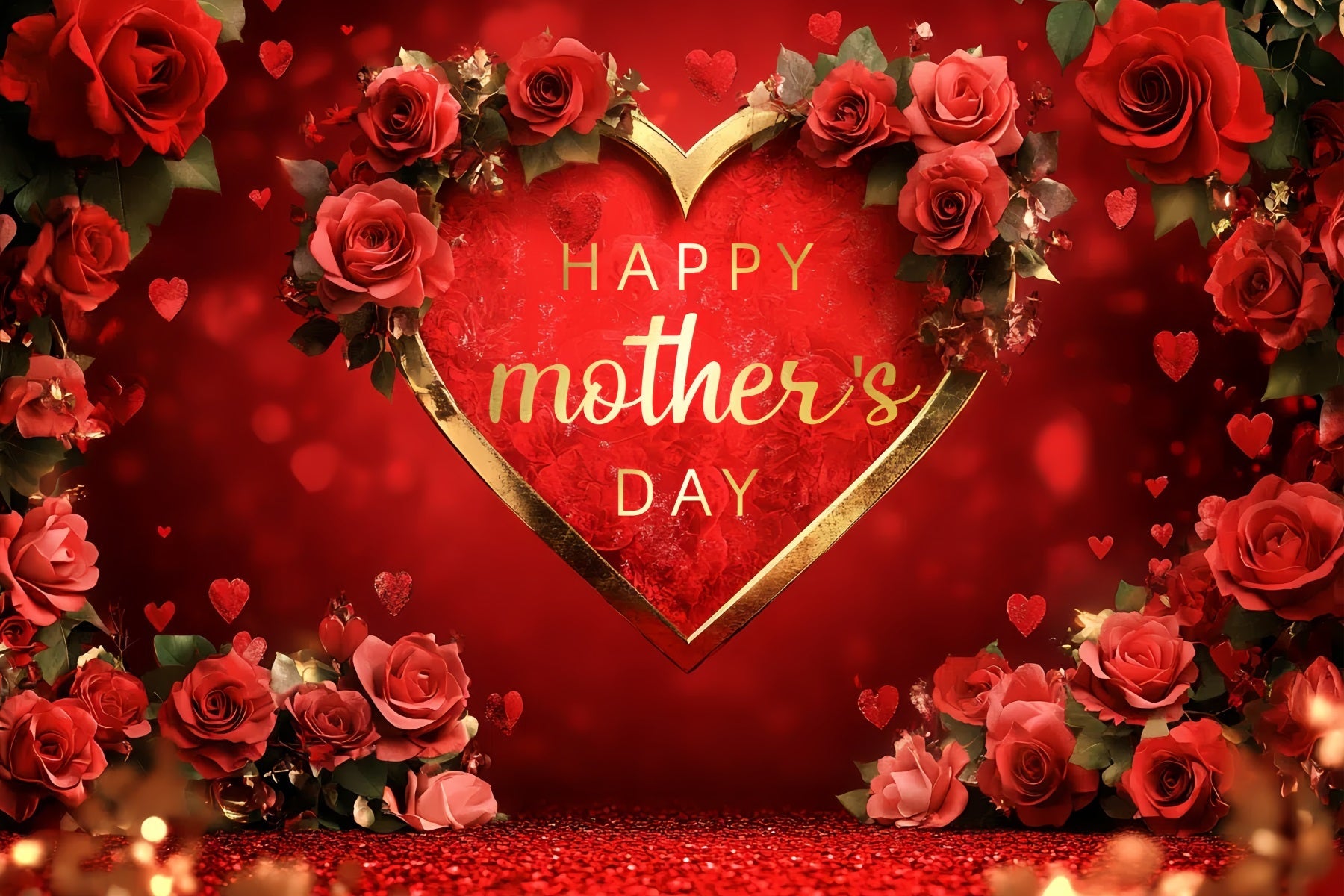 Muttertag Fotohintergrund Rote Rose Herz Individuell gestalteter Hintergrund CSH3-173