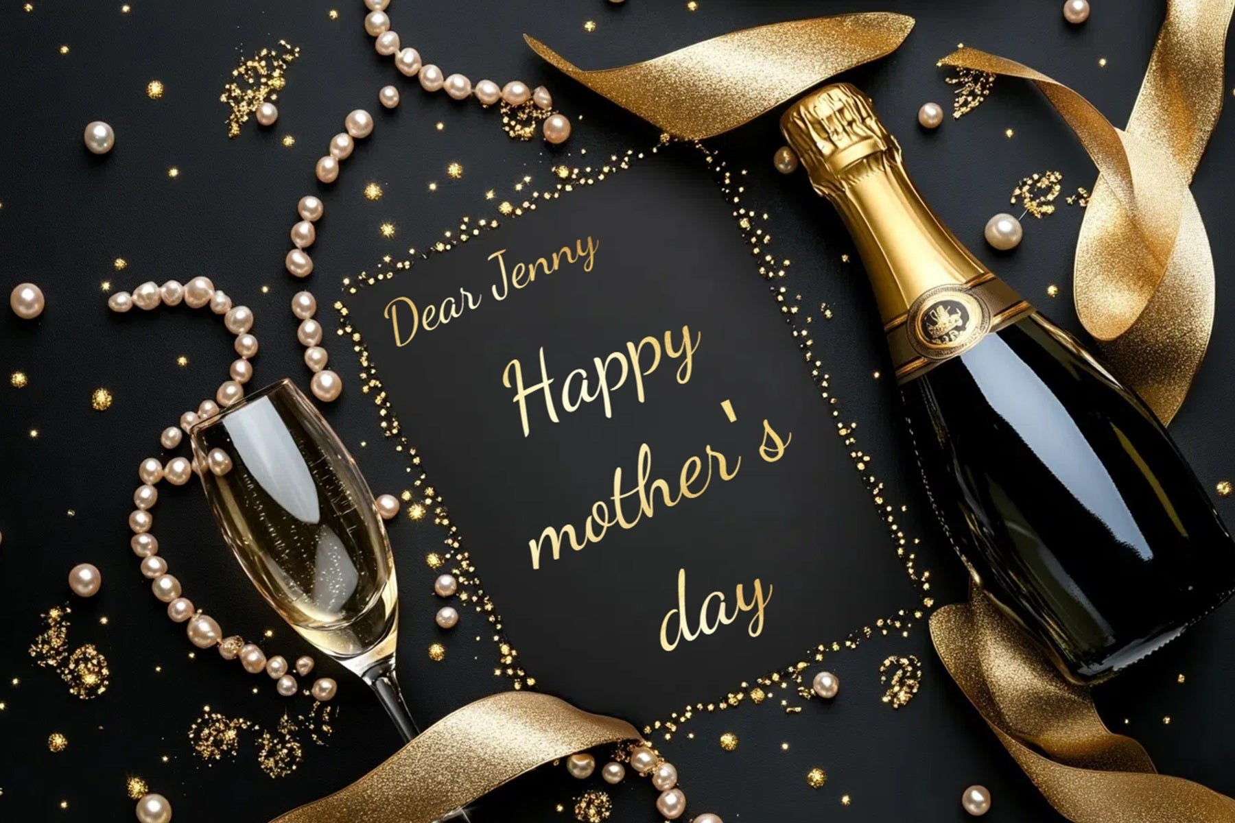 Backdrops für Muttertag Gold Champagner Perlen Personalisierte Backdrops CSH3-174