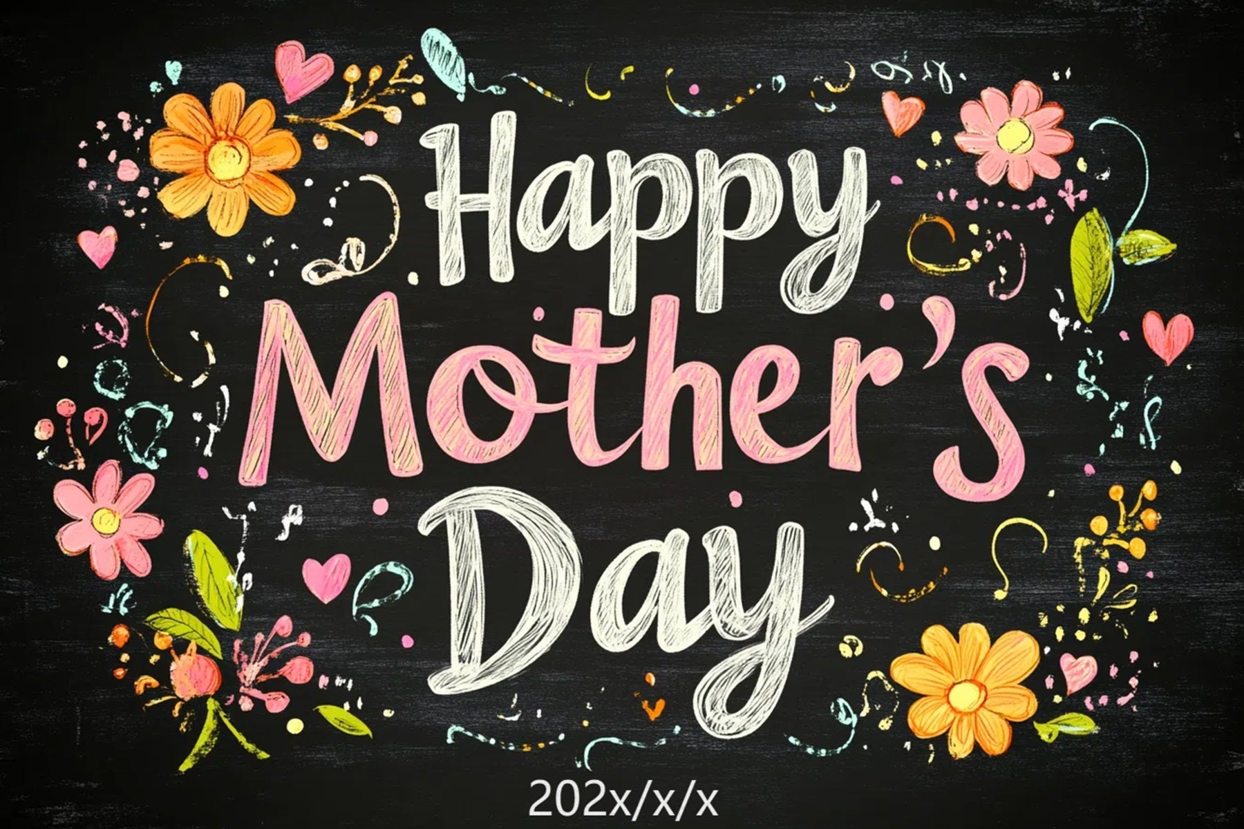 Muttertag Backdrop Ideen Kreidetafel Floral Customized Backdrop CSH3-177