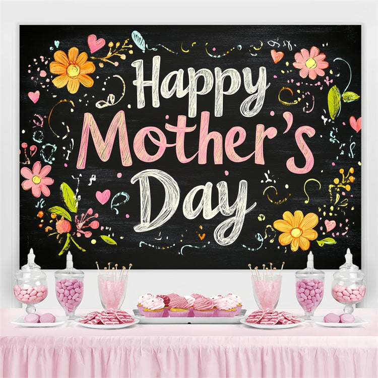 Muttertag Backdrop Ideen Kreidetafel Floral Customized Backdrop CSH3-177