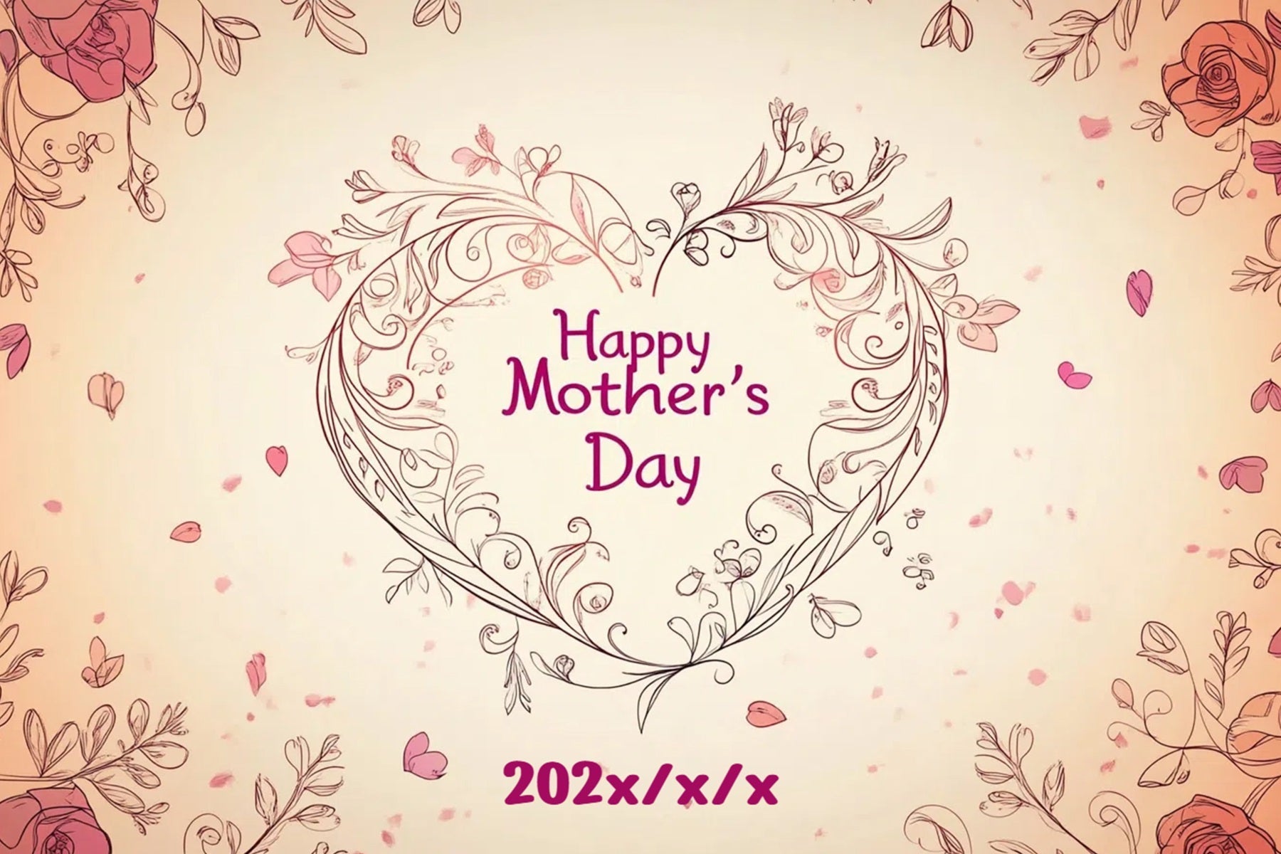 Backdrops für Muttertag Florales Herz Personalisierter Backdrop CSH3-183