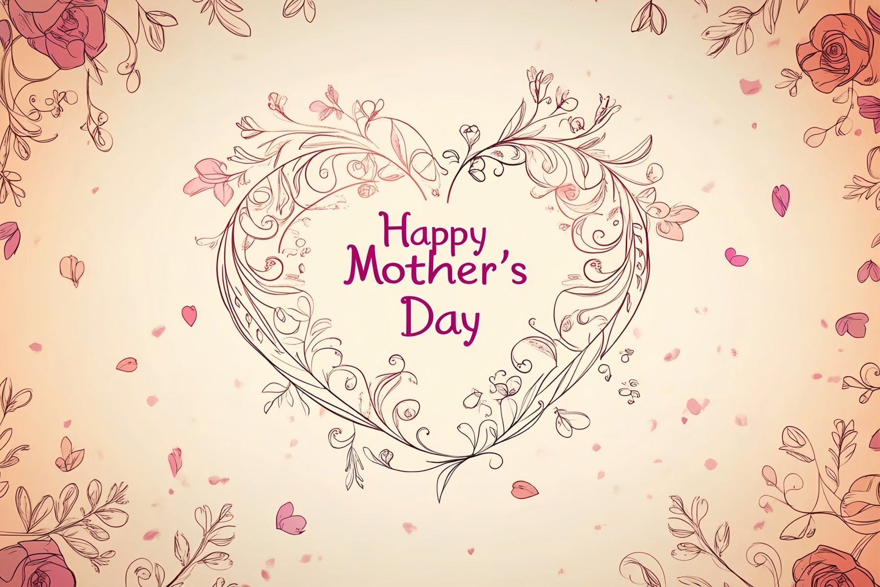 Backdrops für Muttertag Florales Herz Personalisierter Backdrop CSH3-183