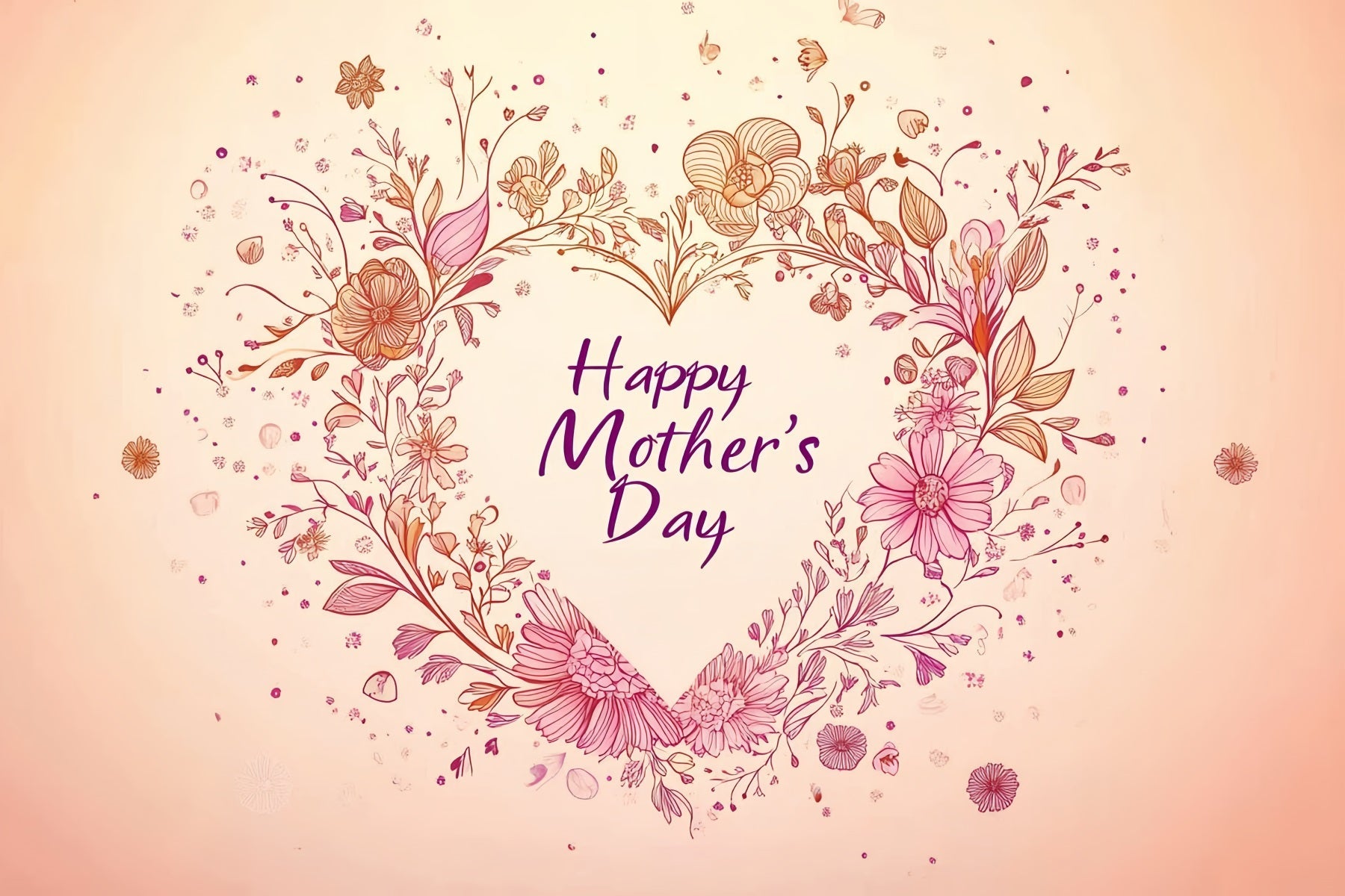 Backdrop für Muttertag Romantisches Florales Herz Personalisierter Backdrop CSH3-184