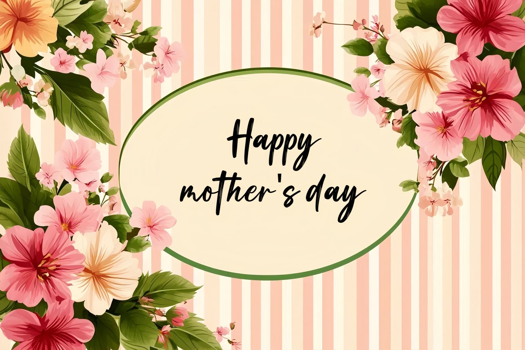 Happy Mothers Day Backdrop Floral Striped Personalisierte Backdrop CSH3-187