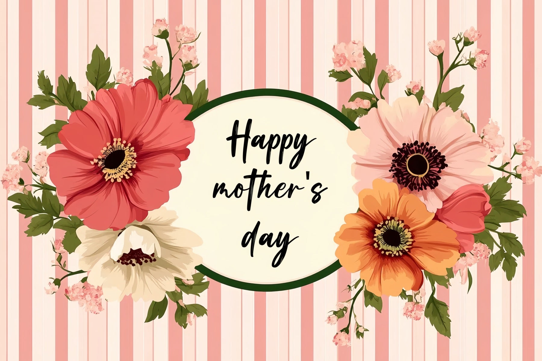 Backdrop Muttertag Vintage Stripes Floral Personalisierte Backdrop CSH3-189