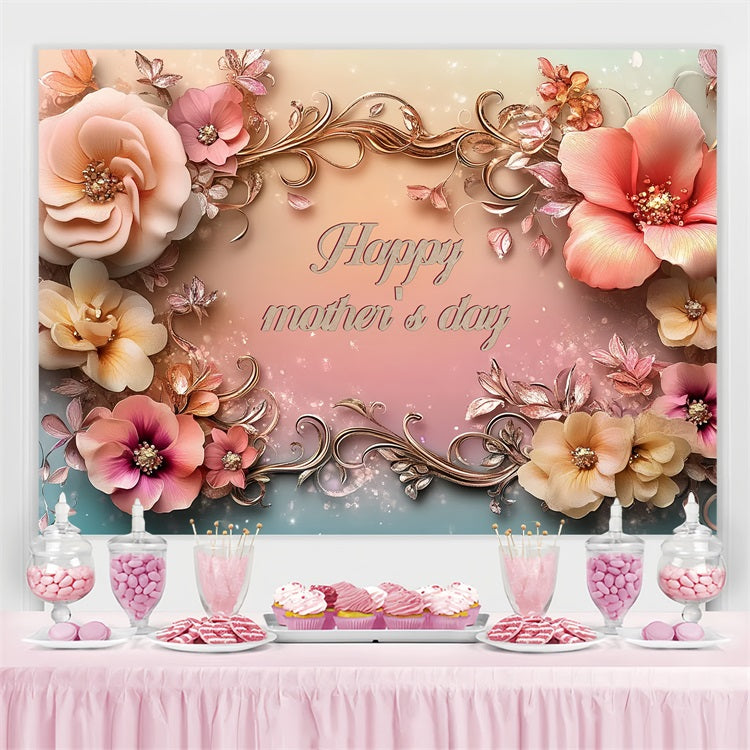 Muttertag Backdrop Golden Petal Art Customized Backdrop CSH3-190