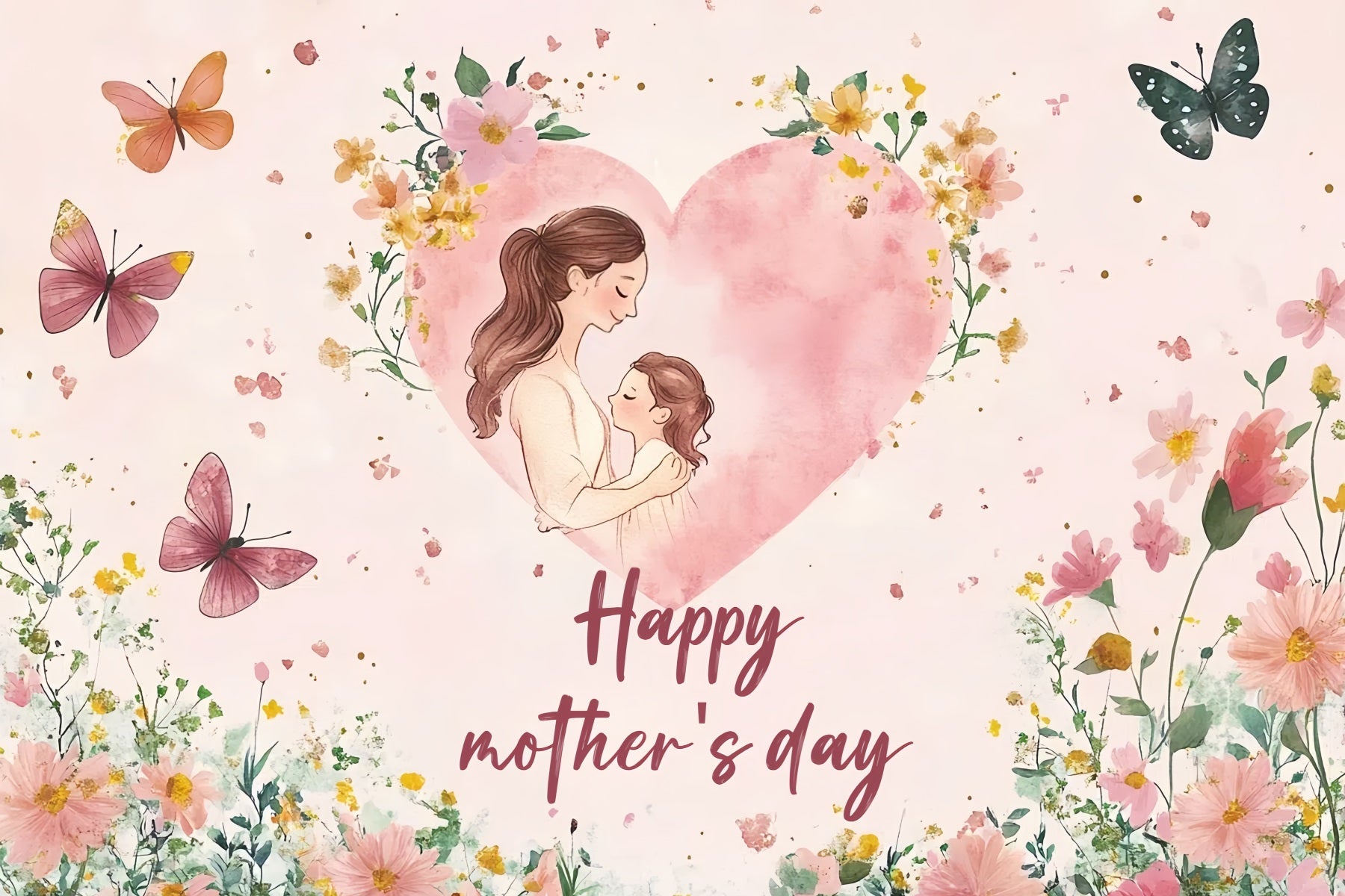 Muttertag Backdrop Schmetterlinge Blüten Personalisierte Backdrop CSH3-191