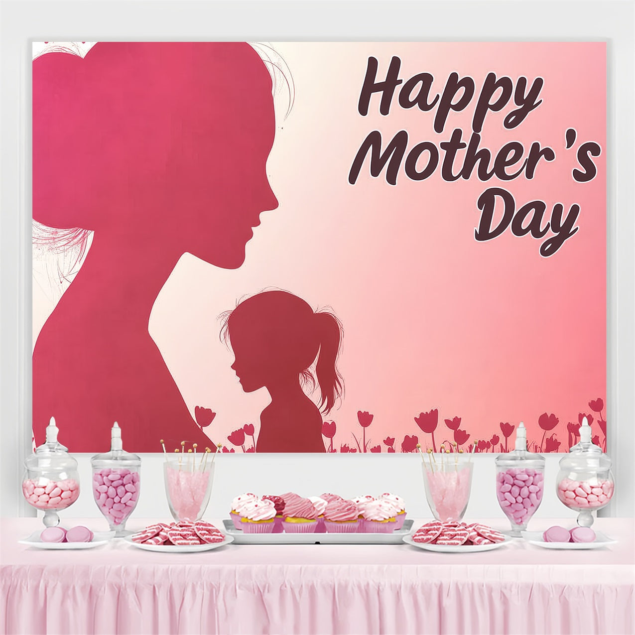 Muttertag Fotokulissen Liebevolle Momente Silhouette Individueller Hintergrund CSH3-193