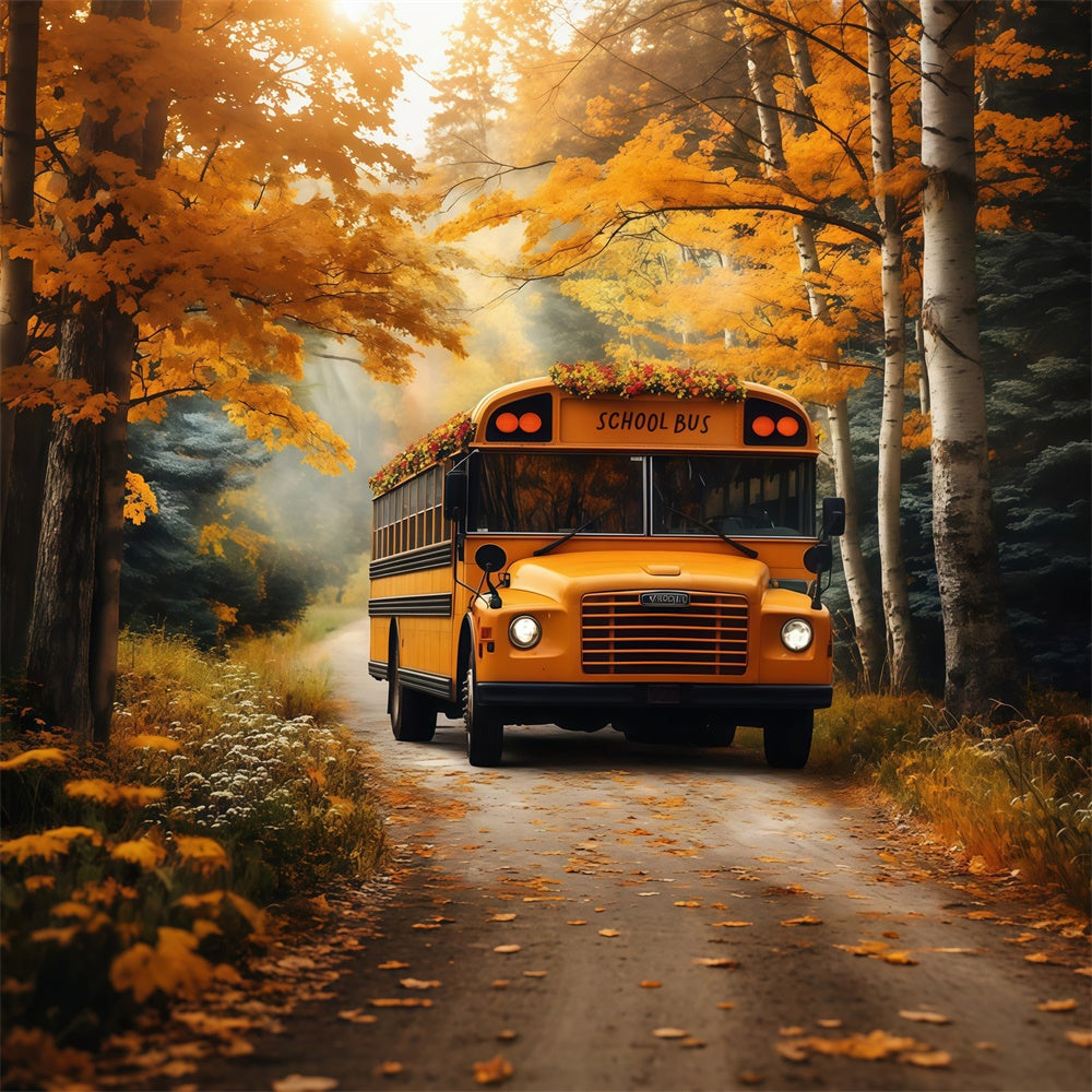 Back To School Backdrop Ideen Goldener Herbst Schulbus Backdrop CSH3-2