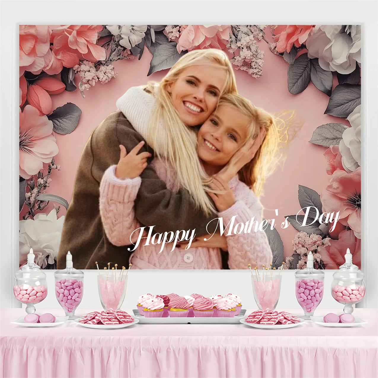 Backdrop für Muttertag Vintage Floral Embrace Personalisierte Hintergrund CSH3-205