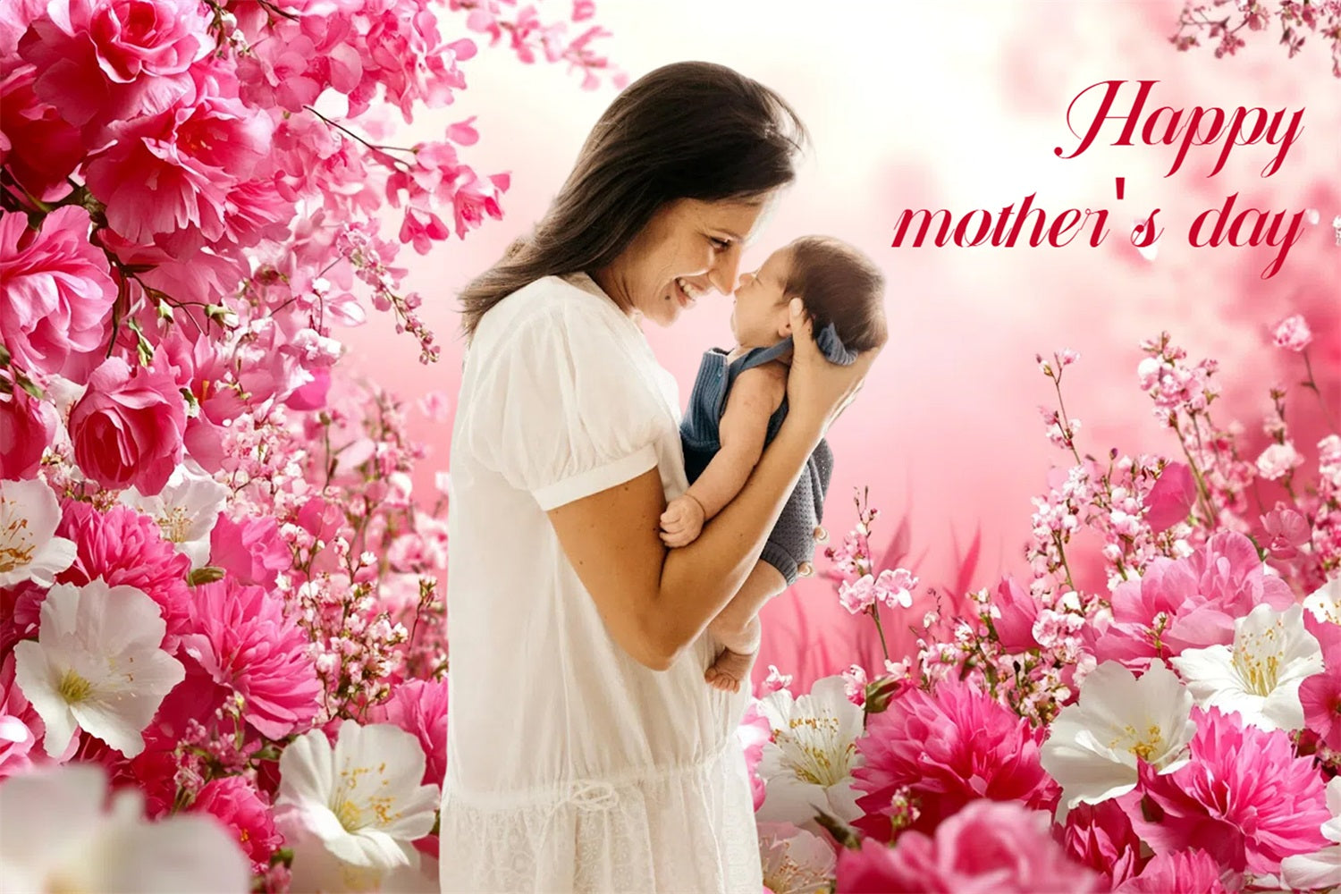 Hintergrund für Muttertag Pink Floral Bliss Personalisierter Hintergrund CSH3-206