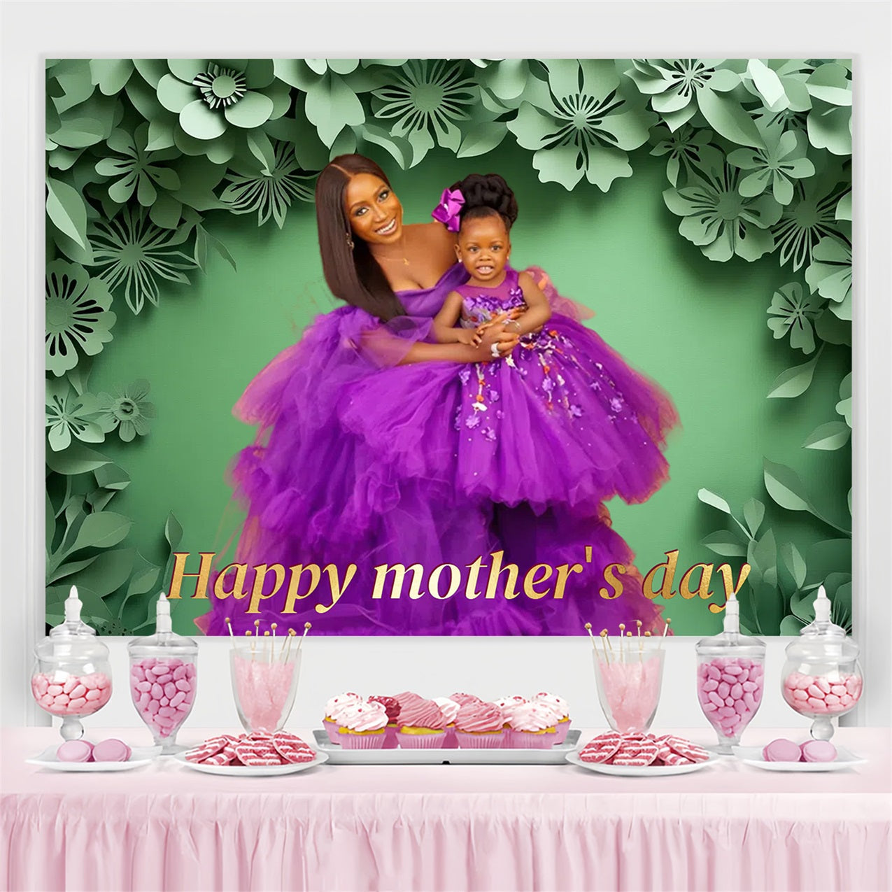 Backdrop Ideen für den Muttertag Papierblumen Personalisierte Backdrop CSH3-208