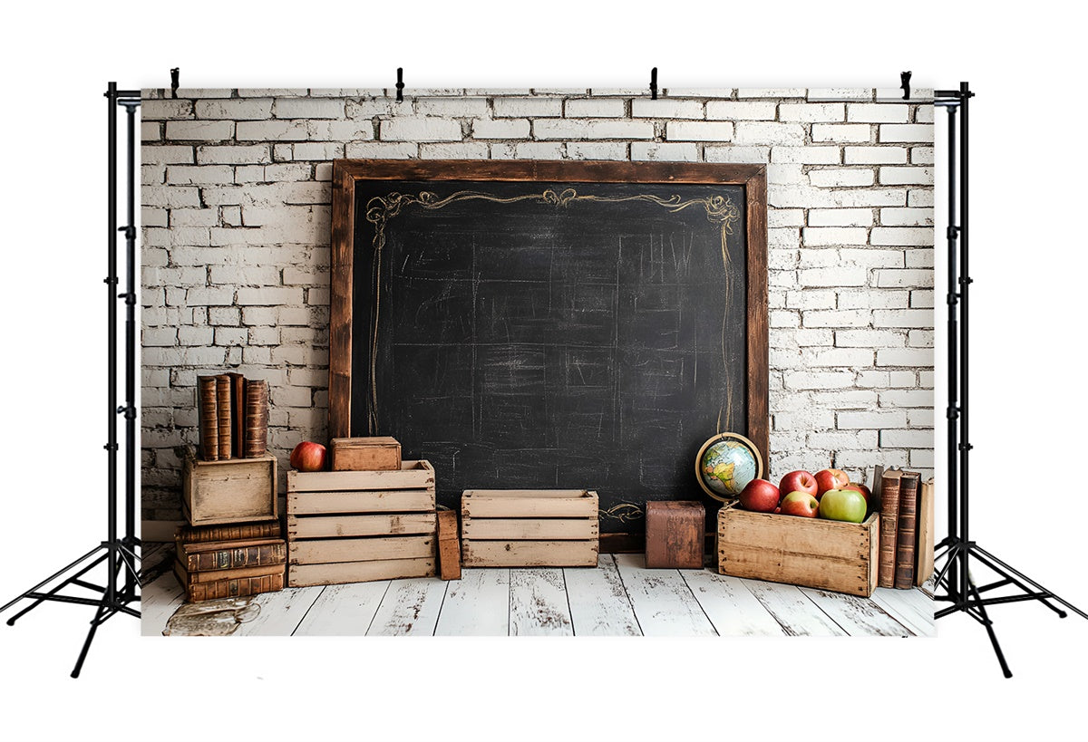 Backdrop für Back To School Weiß Backstein Kreidetafel Backdrop CSH3-21