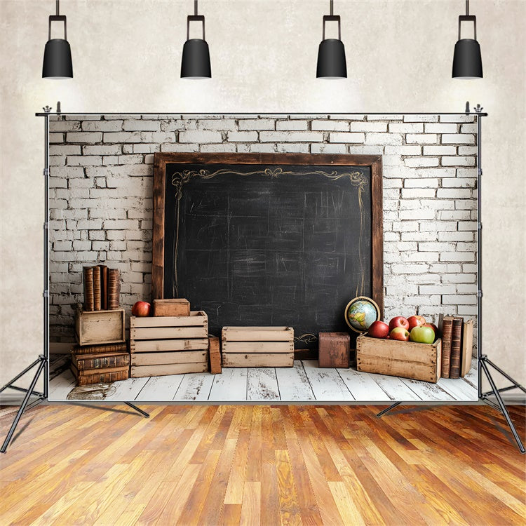 Backdrop für Back To School Weiß Backstein Kreidetafel Backdrop CSH3-21