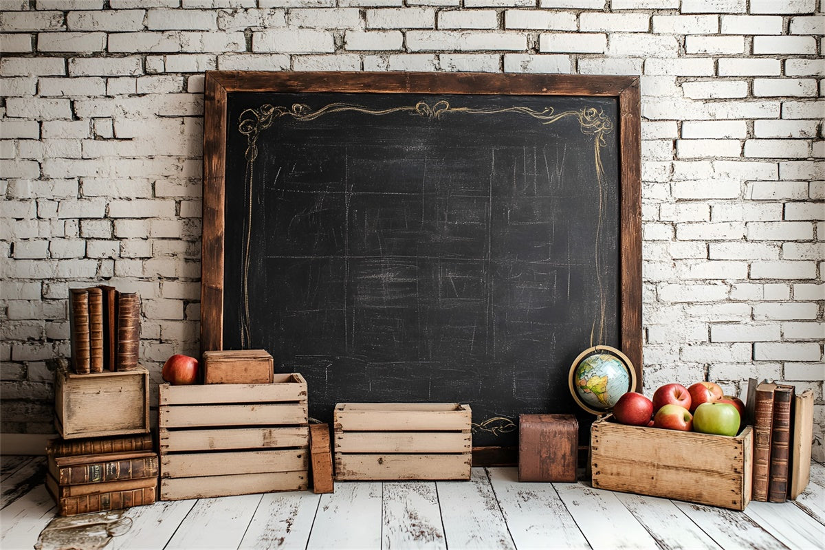 Backdrop für Back To School Weiß Backstein Kreidetafel Backdrop CSH3-21