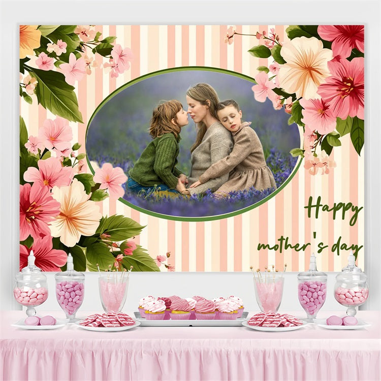 Backdrops für Muttertag Pastellblumen gestreift personalisierter Backdrop CSH3-213
