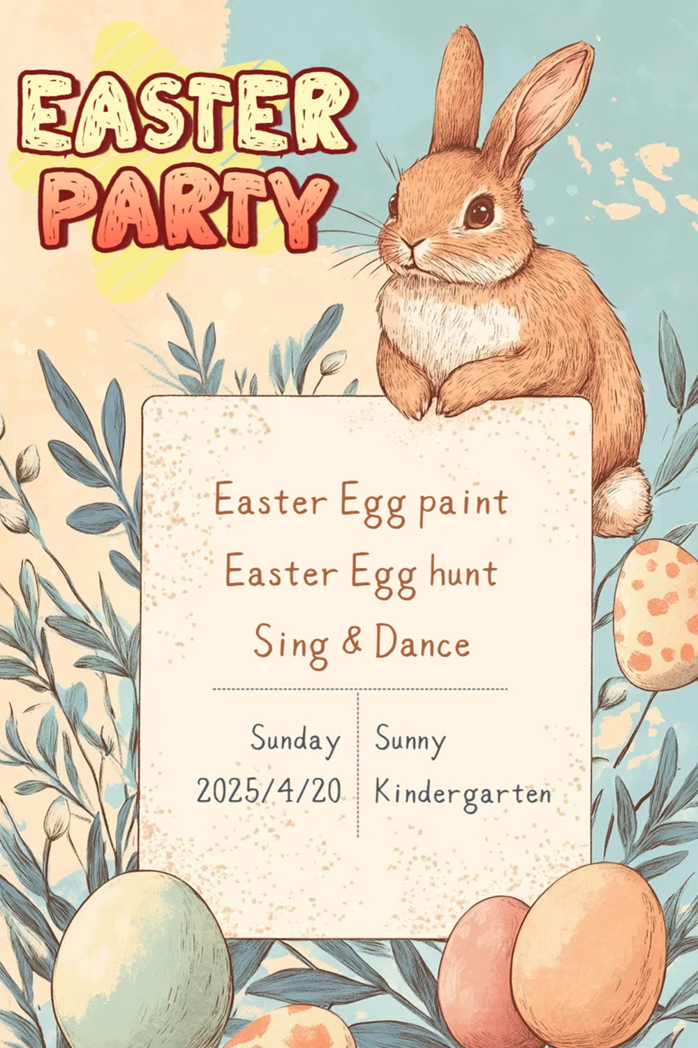 Ostern Bunny Backdrop Bunny Egg Party Custom Backdrop CSH3-220